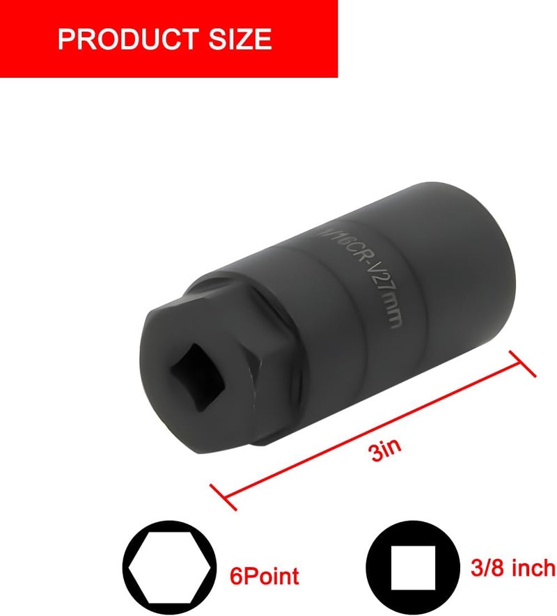 Osilly Car Oil Pressure Sensor Socket, 6 Point Automotive Professional Switch Socket Fits 3/8" Drive 1-1/8" Hex Wrench, Quick Removing Installing Oil Sending Unit, 1-1/16 Inch Universal Fit (Black) - Image 2